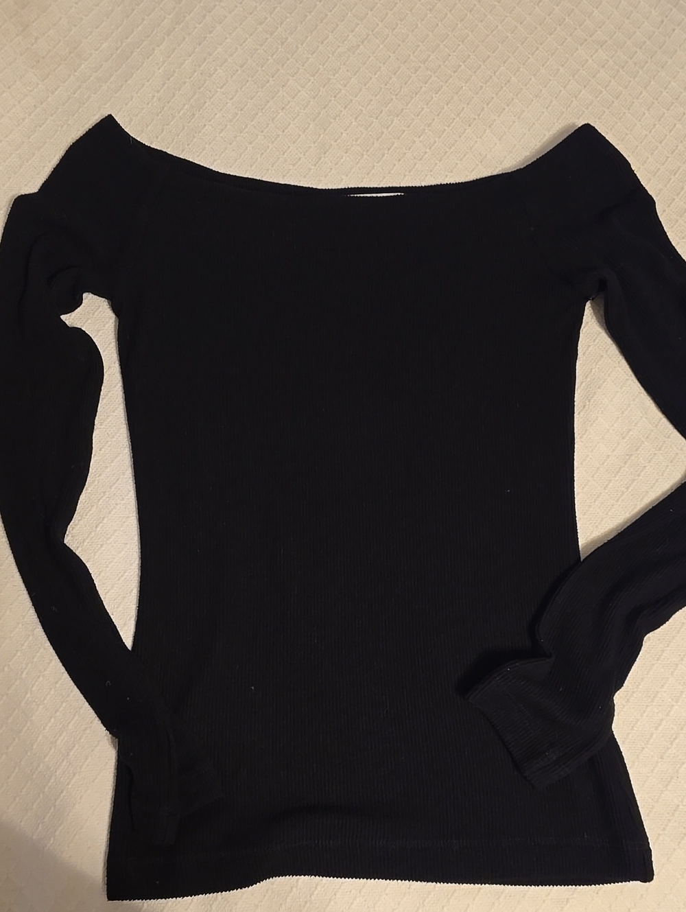 💥GBTSO Getting Back to Square One Off-Shoulder Ribbed Top Black XS NWT